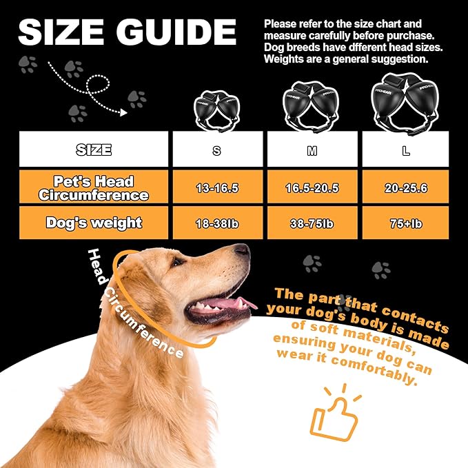 PROHEAR Dog Ear Muffs Hearing Protection for Dogs, NRR 28dB Noise Cancelling Headphones, Easy to Adjust Dog Hearing Protection Earmuffs for Thunder, Hunting, Tourism, Cars, Racing, Small, Black