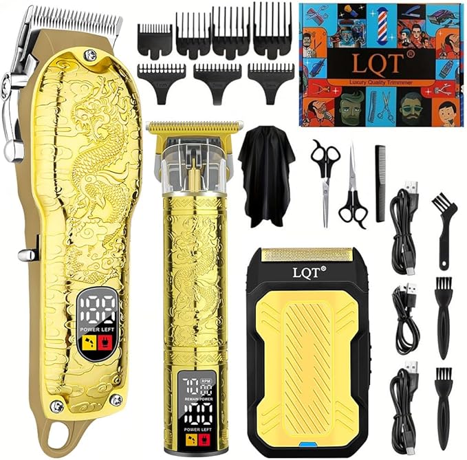 LQT® Professional Hair Clippers for Men, Hair Trimmer Cordless Barber Clippers and Trimmers Set, Hair Cutting Kit for Men Grooming Father Day Gifts
