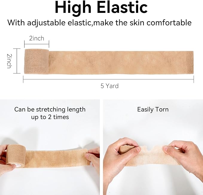 Self Adhesive Bandage Wrap,Bandage Tape,Medical Tape,Vet Tape,Athletic Tape Gauze,for First Aid,Sports, Wrist, Ankle (Skin Color, 2inch*32rolls)
