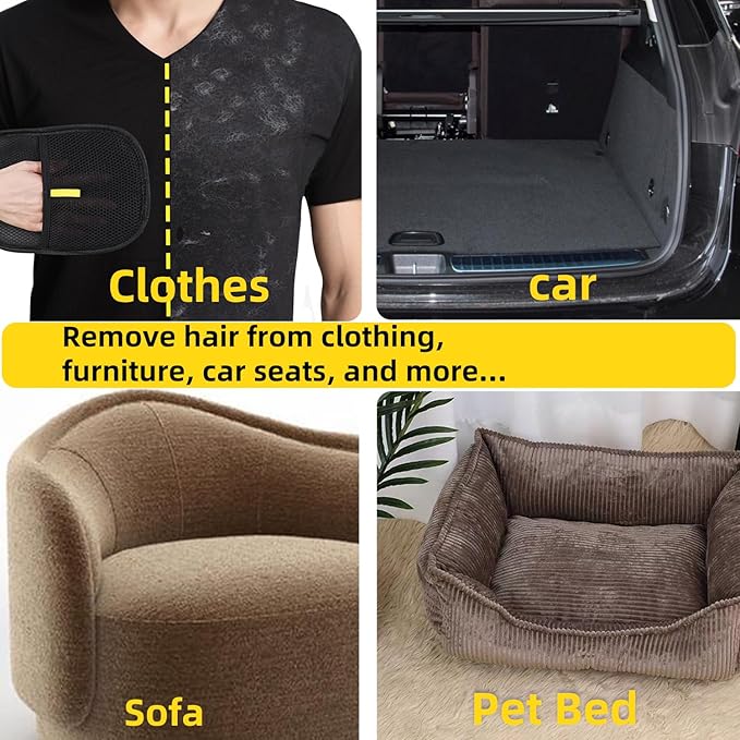 Pet Hair Removal Glove for Dogs & Cats-Upgraded Electrostatic Pet Hair Grooming Glove, Reusable Magic Brush Tool for Furniture, Couch, Carpet, Car Seats