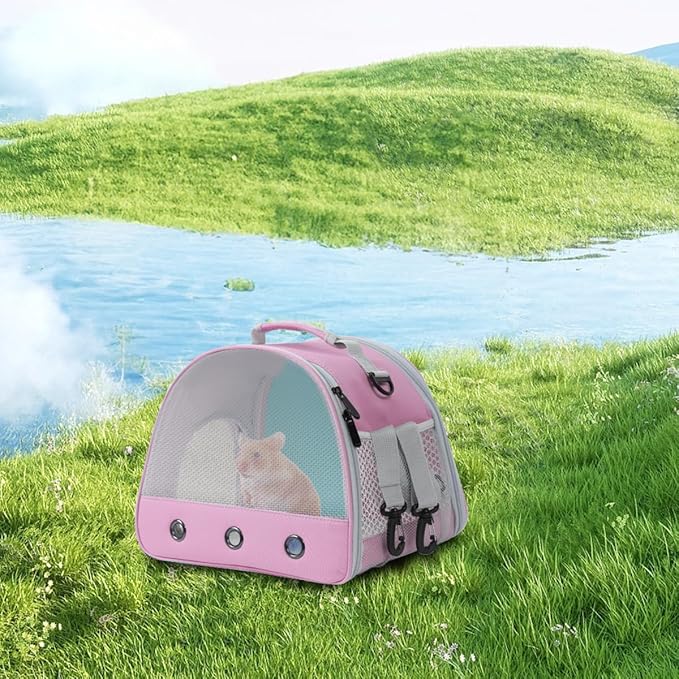 Breathable Guinea Pig Carrier Backpack with Nylon Mesh Window Portable Carrier for Guinea Pig, Bunny Bearded Dragon Bird Chinchilla Ferret Travel Outdoor