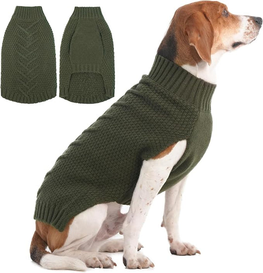 IECOii Dog Sweater Large Size Dog,Large Dog Sweater For Male Female Dogs,Neutral Thick Warm Dog Sweater,Xl Dog Sweater For Christmas Thanksgiving Halloween,Beagle Corgi Large Dog Sweater,Army-Green-XL