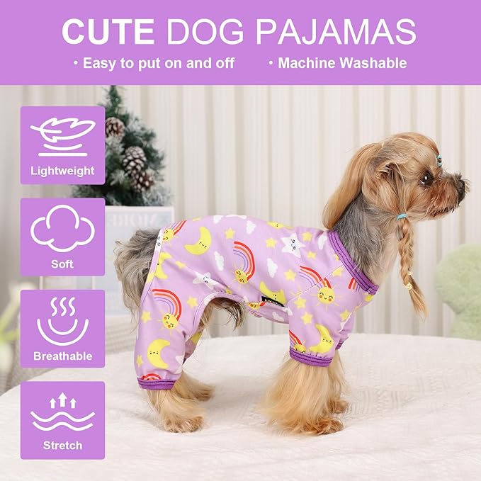 Dog Pajamas for Small Dogs Boy Girl, Dog Clothes Tiny Chihuahua Yorkie Spring Summer Shirt, Cute Puppy Outfit Pjs Jumpsuit Cat Onesie Apparel Pet Clothes