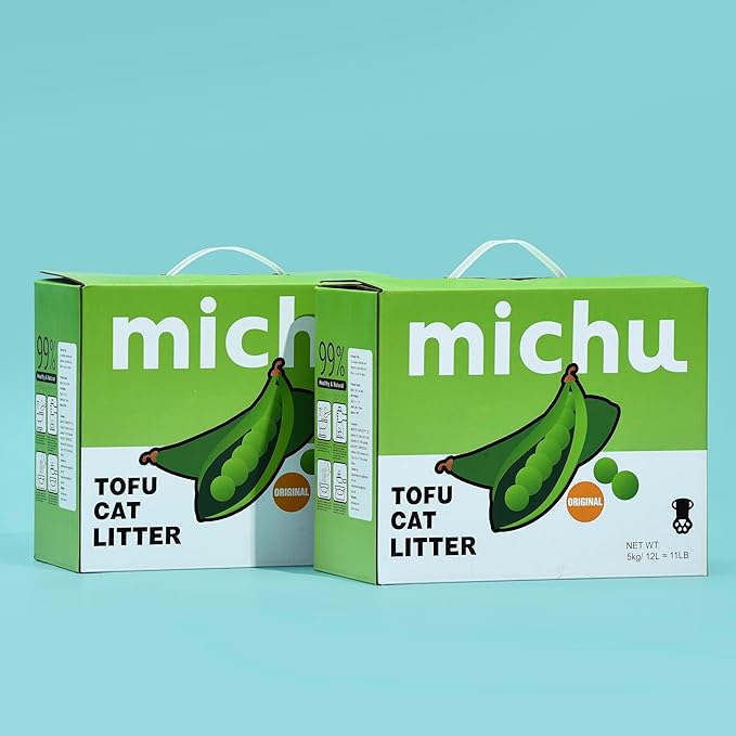 Tofu Cat Litter Gen3 – 100% Natural & Biodegradable Clumping Formula, Fast-Clumping, Odor-Control, Flushable, Low-Tracking, Dust-Free – Value Box, 2 Boxes=22 lb, Original