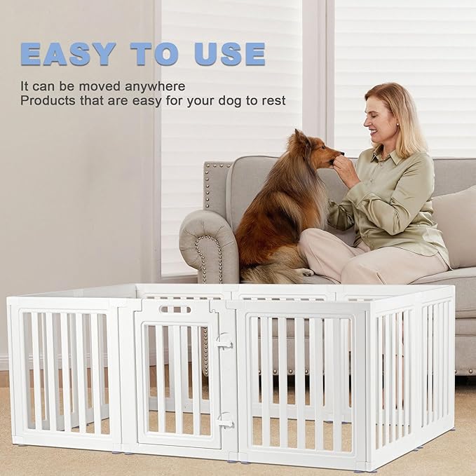 Dog Playpen,Clear Dog Pen, Acrylic Dog Pen，Easy to Install and Remove Dog Play Pen and Kennel Playpen, Suitable for Dogs, Cats,Dog Playpen Indoor (White, 23.6" Height, 10PCS)