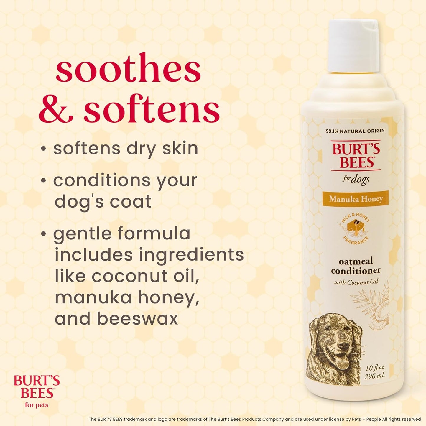 Burt’s Bees Manuka Honey Oatmeal Conditioner for Dogs with Coconut Oil, 10 Fl Oz