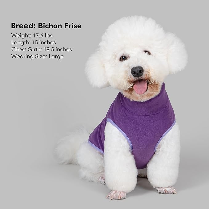 cyeollo 3XL Fleece Dog Sweater, Pullover Sweatshirt Stretchy Fleece Vest Warm Winter Fall Clothes for Large Dogs Boy Girl Turtleneck Pet Apparel, Purple XXXL