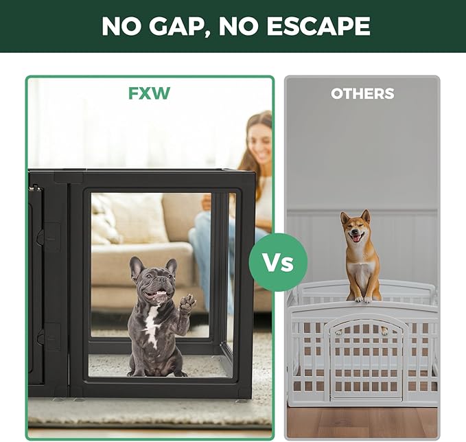 FXW AuraSpace Acrylic Indoor Dog Playpen for Small and Medium Dogs, 30 Inch, 12 Panels, Black