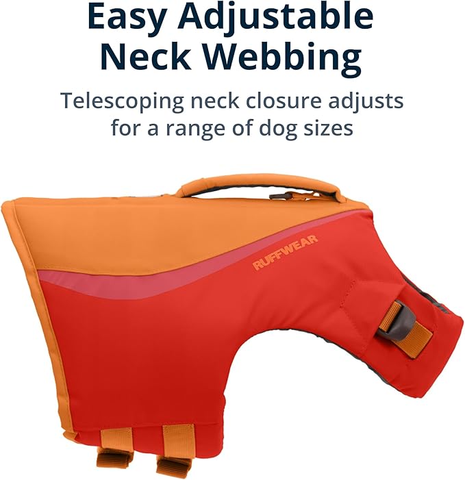 Ruffwear, Float Coat Dog Life Jacket, Premium Buoyancy Swim Vest with Lift Handle, Secure Fit & Reflective Trim, Adjustable Flotation for Swimming, Boating, & Outdoor Adventures, Red Sumac, X-Small