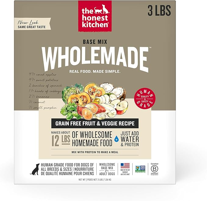 The Honest Kitchen Wholemade™ Grain Free Fruit & Veggie Base Mix Dog Food (Just Add Protein), 3 lb Box