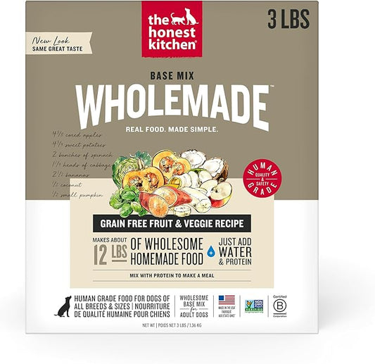 The Honest Kitchen Wholemade™ Grain Free Fruit & Veggie Base Mix Dog Food (Just Add Protein), 3 lb Box