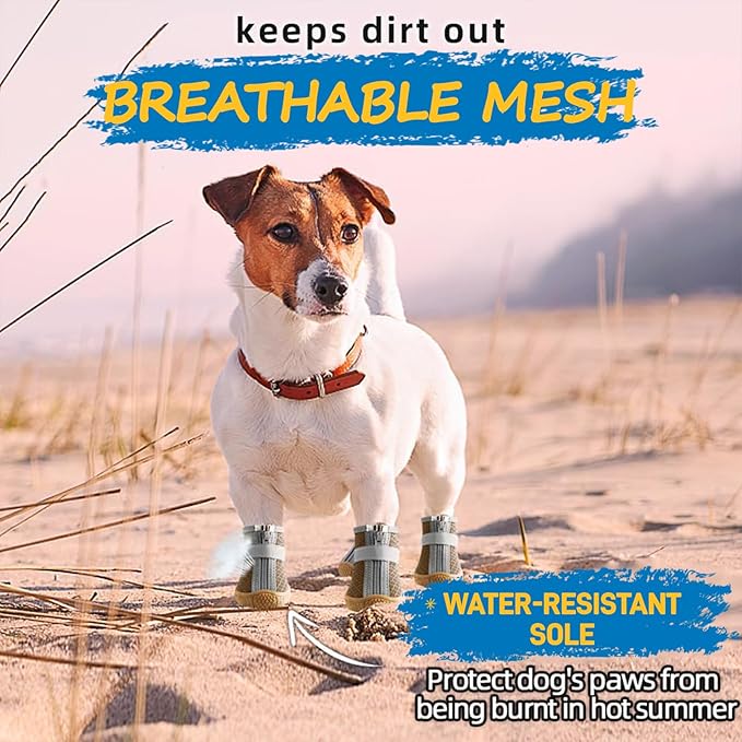 Dog Shoes for Small Dogs, Breathable Dog Boots Paw Protector for Hot Pavement Winter Snow, Dog Booties with Reflective Strips Rugged Anti-Slip Sole for Hardwood Floors Walking Army Green Size 2