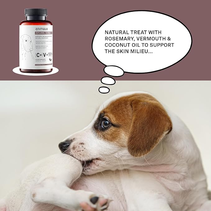 animaux - Zeflomil Ultra for Dogs I Support of The Natural Skin Barrier I Rosemary & Coconut Oil I Vegetable Chewing Tablets