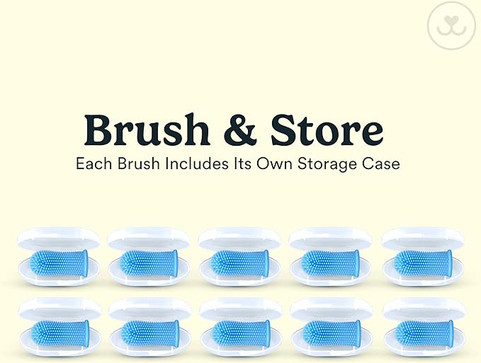 Jasper Dog Toothbrush, 360 Degree Pet Tooth Brushing Kit, Cat Toothbrush, Canine Dental Care & Teeth Cleaning Kit, Pet Finger Tooth Brush, Use with Dog Toothpaste, 10-Pack Blue