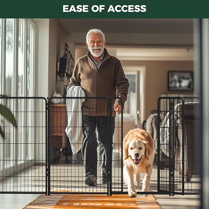 FXW Homeplus Unleashed Indoor Dog Playpen - Stress-Free and Safe Play, Heavy Duty 45 Inch 12 Panels Dog Pen for Large Dogs, Black│Patented