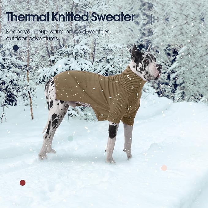 IECOii XL Dog Sweater,Winter Doggy Clothes for Large Dogs Girl Boy,Warm Pullover Soft Dog Sweater Turtleneck,Lightweight & Good Stretch for Active Dogs Like Beagle,Border Collie (Camel,XLarge)
