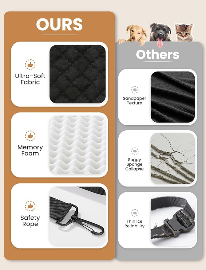 (Up to 35lbs Small/Medium Dog Car Seat Booster Dog Seat for Car Portable with Adjustable Seatbelts Pet Travel Car Bed Seat for SUV, Truck, with Memory Foam Cushion (Black)