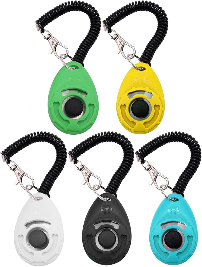 Dog Training Clicker with Wrist Strap Durable Lightweight Easy to Use,Pet Training Clicker for Cats Puppy Birds Horses,Perfect for Behavioral Training 5-Pack
