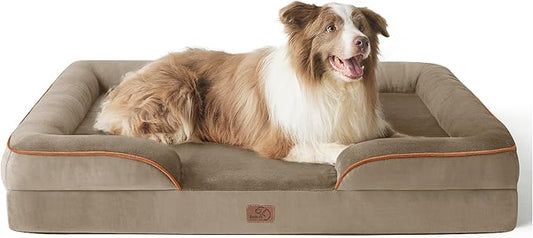 Bedsure L Plus Orthopedic Dog Bed for Large Dogs - Washable Dog Cat Bed Waterproof, L Plus Big Comfort Dogs Couch Sofa with Washable Removable Cover, Pet Bed with Nonskid Bottom, Hazel, 38"