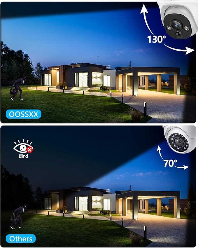 OOSSXX (4K HD & 130° Ultra Wide-Angle) 2-Way Audio 8MP Wired Dome PoE IP Cameras for Home Security Outdoor Camera System, 4Pcs Dome Cameras/4Pcs Bullet Camera, Smart PIR Detection