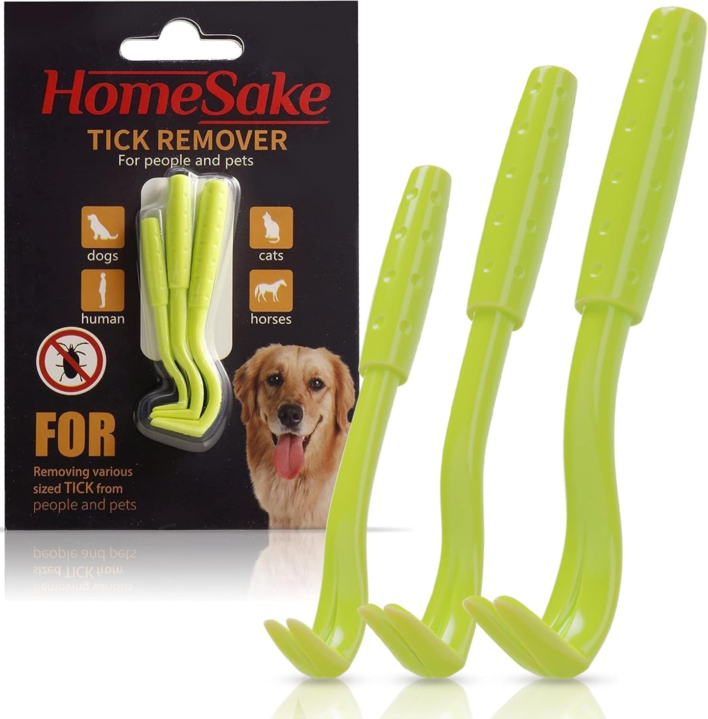Homesake Tick Removal Tool for Dogs, Cats and Humans | Ultra-Safe Tick Twister | Removes Entire Head & Body | Pain-Free Ticks Remover | 100% Chemical-Free Tick Control Products | 1 Pack of 3