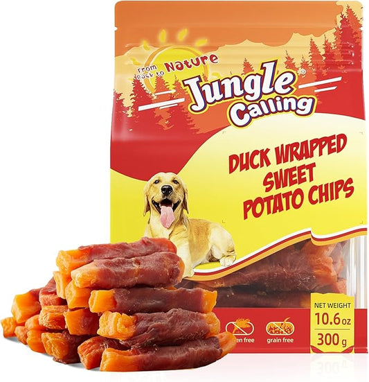Jungle Calling Sweet Potato & Duck Dog Treats, Vegetarian, Nutritious and Delicious Snacks for Your Furry Friend, 10.6 oz