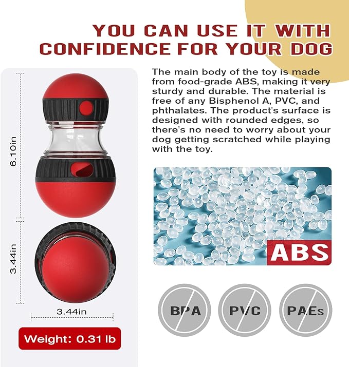 Dog Puzzle Treat Toy,Adjustable Treat Dispensing for Puppy Slow Feeding,Rolling Shape,Interactive for Dog Boredom Reduction,Mental Stimulation and Physical Exercise,Safe and Durable,All Breeds.