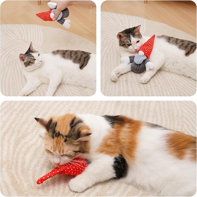 Catnip Toys for Indoor Cats, Paper Sounds 3PCS Plush Rope Cat Chew Toys, Bite Resistant Teething Interactive Catnip Filled Kitten Toy Soft Pet Toy