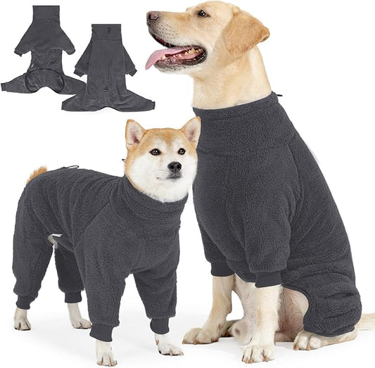 Fleece Dog Sweater for Small Medium Large Dog for Run Walk Sleep Pet Winter Jacket & Windproof Clothes Coat Medium Grey
