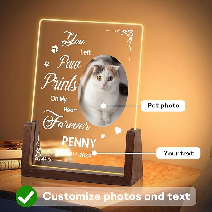 Personalized Dog Memorial Gifts for Loss of Dog, Pet Memorial Gifts for Dogs, Customized Pet Memorial Night Light, Pet Loss Sympathy Gift, Christmas Birthday Gifts, Dog Bereavement Gifts