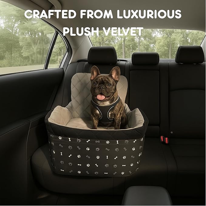 Dog Car Seat for Small Dogs & Medium Under 30 lbs, Bonus Safety S Harness, Dog Booster Car Seat with Thick Cushions, 3Storage Pockets with Zipper, 2 Safety Belts