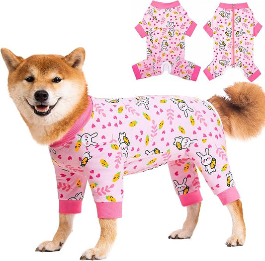 Dog Recovery Suit for Small Medium Large Dogs, Pet Onesie After Surgery Comfort Dog Bodysuit Anti Licking (Medium, Bunny Carrot)