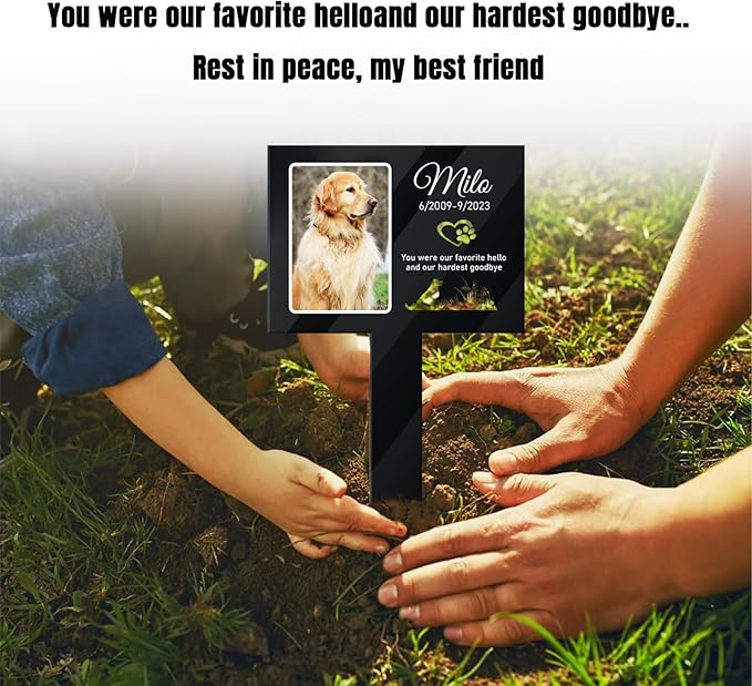 Custom Pet Cemetery Markers - Outdoor Dog & Cat Grave Markers (B-Rectangle1)