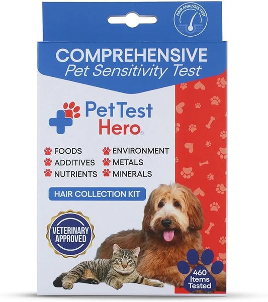 Pet Food & Environmental Sensitivity Hair Sample Testing Kit – Over 460 Items Tested – at-Home Non-Invasive Collection for Dogs & Cats – Informational Report for Pet Owners