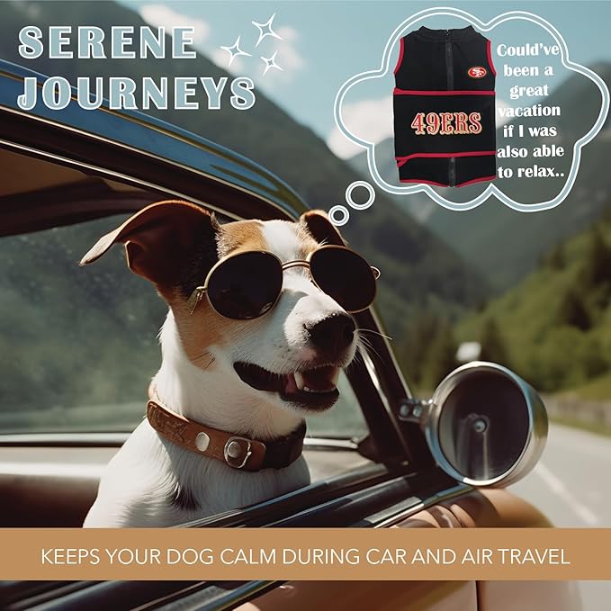 NFL SAN Francisco 49ERS Dog Anxiety Shirt Calming Soothing Solution Vest for Dogs/Cats with Anxiety, Fears, Fireworks, Loud Noises, Dark, Lonely Keeps Dogs Calm Feeling Safe, Relaxing Jacket, Small