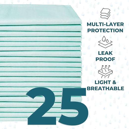 GREEN LIFESTYLE Underpads - Chucks Pads Disposable Adults, for use as Incontinence Bed Pads, Pet Pads, Pee Pads for Dogs, Cats, Bunny, Seniors Bed Pad (Pack of 25 - 30x36)