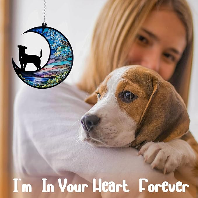 Dog Memorial Suncatcher,Pet Sympathy Gifts,Dog Memorial Gifts for Loss of Dog,Personalized Dog Pass Away Gifts with Name Date for Pet Lovers