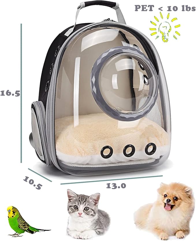 Bubble Cat Carrier Backpack, Transparent Pet Carrier Backpack for Small Puppy and Bunny, Space Capsule Bubble Cat Backpack Carrier, Airline Approved Waterproof Green Pet Backpack for Small Dog