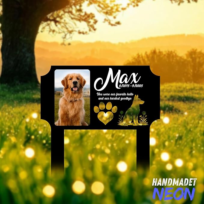 Personalized Dog Memorial Plaque Garden Stake with Photo, Custom Picture UV Printed Metal Grave Marker, Image in Loving Memory Outdoor Decor Pet Loss Sympathy Gifts for Dogs Lover