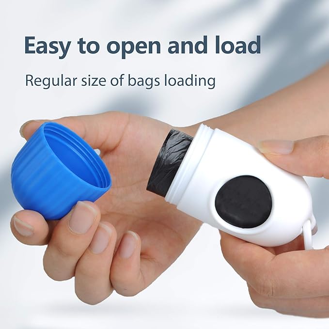 Fida Retractable Dog Leash with Dispenser and Poop Bags, 16 ft Pet Walking Leash for Medium Dog or Cat up to 44 lbs, Anti-Slip Handle, Tangle Free, Reflective Nylon Tape (M, Blue)