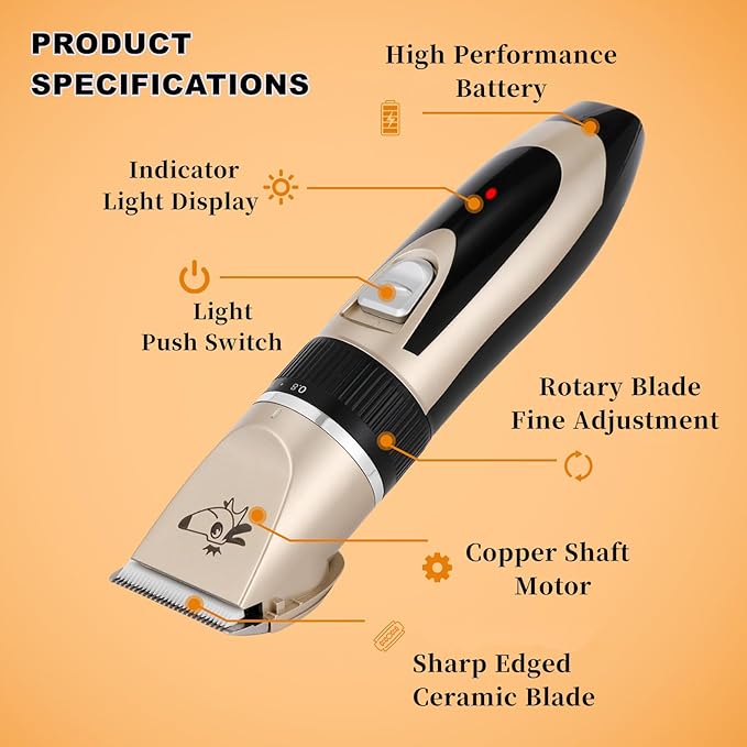 Aovdy Dog Clippers Grooming Kit Dog Shaver Clippers Hair and Paw Electric Cleaning Hair Clippers Set for Dogs Cats Rabbit (Gold, Scissor Set+Foot Shaving Blade)