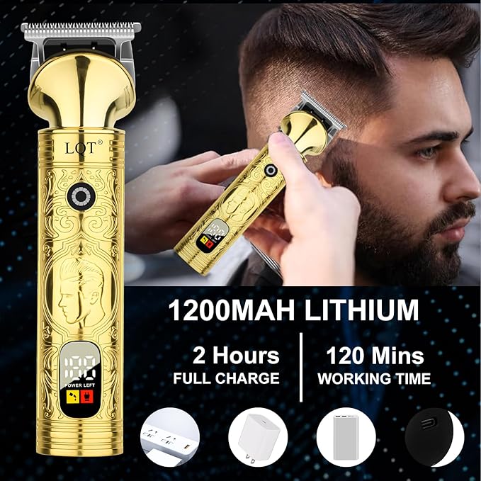 Beard Trimmer for Men, Portable 6 in 1 Hair Clippers,Waterproof Cordless Hair Clipper,Mens Grooming Kit for Mustache Facial Hair, Rechargeable Beard Trimmer Kit, Gifts for Men(Gold)