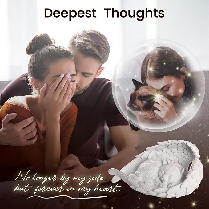 Cat Memorial Stone for Outdoor, Pet Memorial Stones for Cats with Personalized Engraving, Weather-Resistant Garden Stone for Backyard & Memorial Garden to Forever Loved Cats(White)