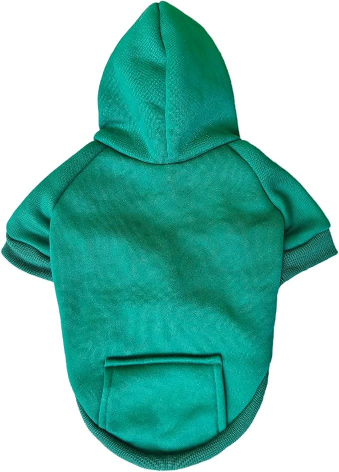 Jecikelon Winter Dog Hoodie Sweatshirts with Pockets Warm Dog Clothes for Small Dogs Chihuahua Coat Clothing Puppy Cat Custume (Green, Medium)