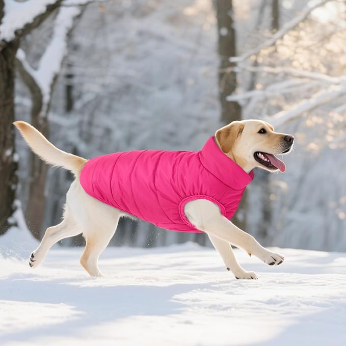 ASENKU Dog Winter Coat - Waterproof Windproof Dog Jacket, Warm Snowproof Doggie Puffer Vest for Cold Weather, Lightweight Snow Coats for Small Medium Large Dogs (Pink, M)