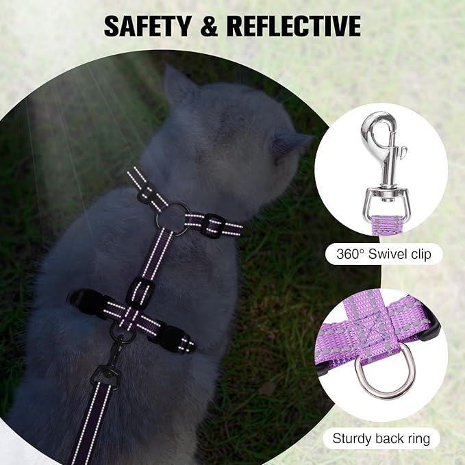 BEAUTYZOO Cat Harness and Leash Set for Walking Escape Proof, Neck Release Adjustable Harness for Kitten Puppy Small Medium Large Cats, Soft Cute Easy Control Small Cat Harness for Cats Boy and Girls