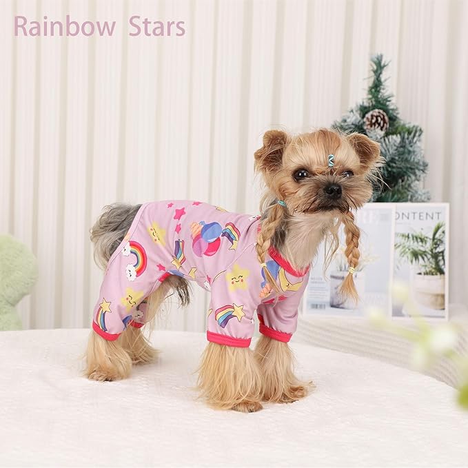 Dog Pajamas for Small Dogs Boy Girl, Dog Clothes Tiny Chihuahua Yorkie Spring Summer Shirt, Cute Puppy Outfit Pjs Jumpsuit Cat Onesie Apparel Pet Clothes
