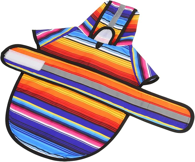 HDE Dog Raincoat Jacket Reflective Adjustable Hooded Pet Poncho Rain Coat with Leash Hole for Small to X-Large Dogs Baja Stripes - M