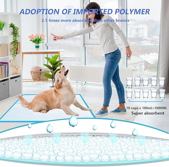 XXXL Puppy Pee Pads for Dogs 36"x36" 40 Count, Extra Large Dog Pee Pads, Leak-Proof & Super Absorbent Dog Pee Pads, Thicken Disposable Potty Pads Puppy Training Pads for Cats Rabbits