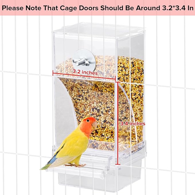 No Mess Bird Feeder Water Dispenser Set, Parakeet Cage Accessories, Bird Feeder and Waterers in Cage for Cockatiels, Finches, Lovebirds, Budgies, Canaries